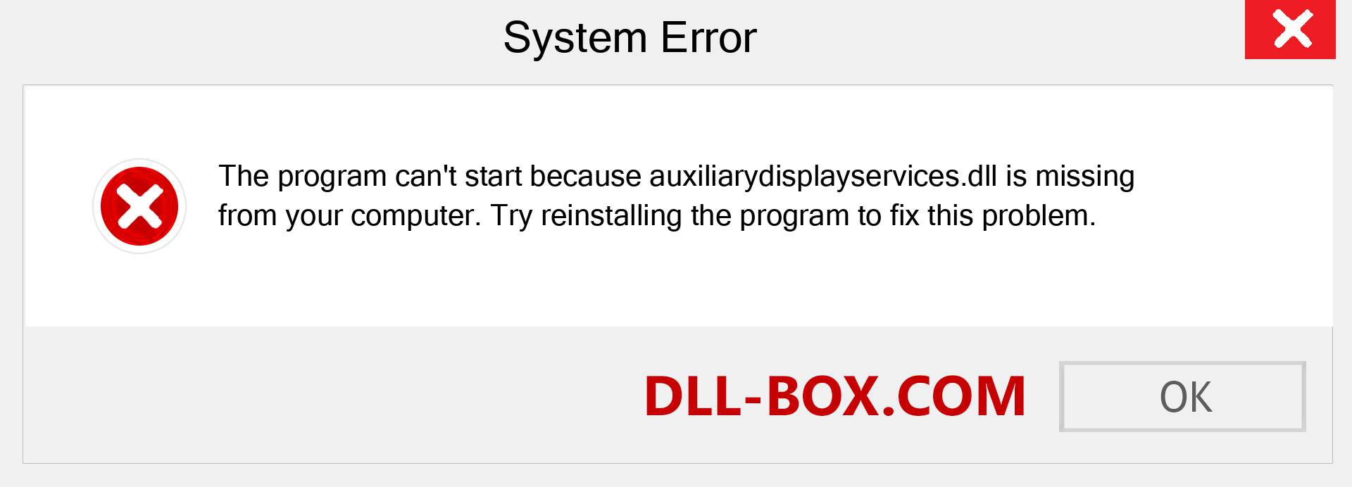  auxiliarydisplayservices.dll file is missing?. Download for Windows 7, 8, 10 - Fix  auxiliarydisplayservices dll Missing Error on Windows, photos, images