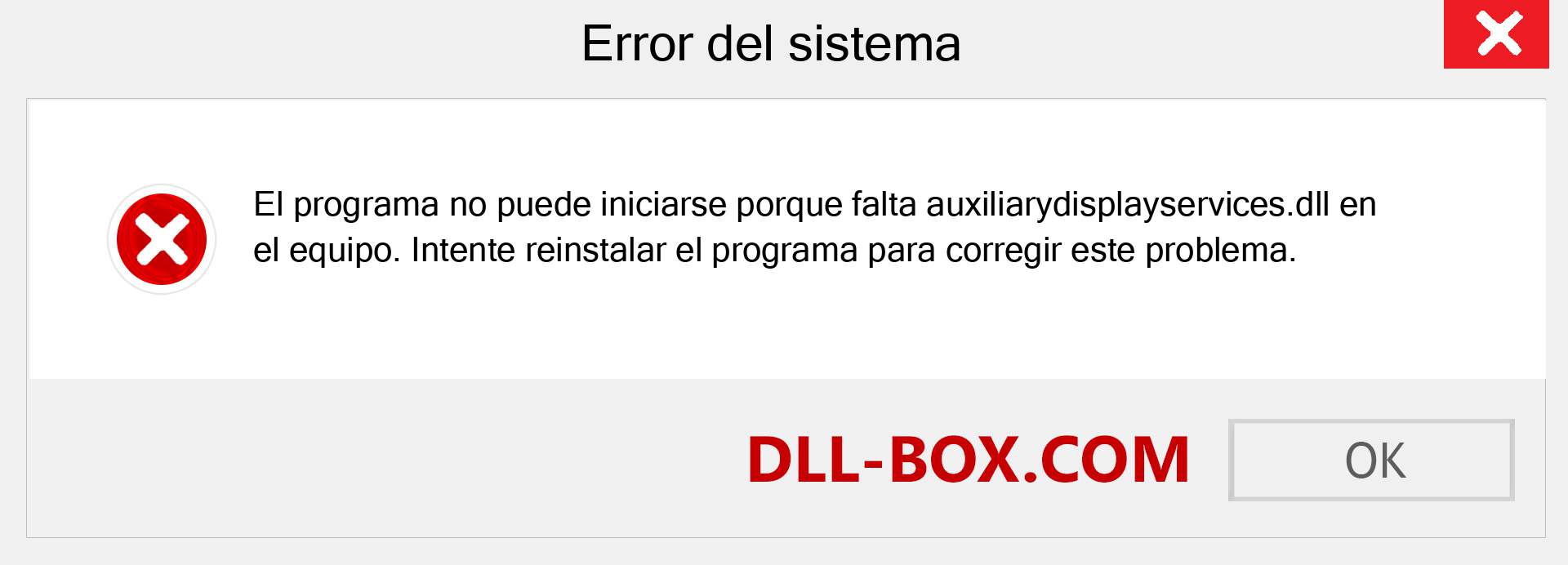 ¿Falta el archivo auxiliarydisplayservices.dll ?. Descargar para Windows 7, 8, 10 - Corregir auxiliarydisplayservices dll Missing Error en Windows, fotos, imágenes