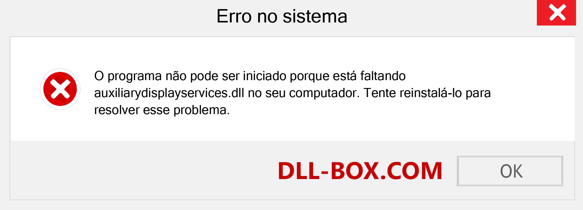 Arquivo auxiliarydisplayservices.dll ausente ?. Download para Windows 7, 8, 10 - Correção de erro ausente auxiliarydisplayservices dll no Windows, fotos, imagens